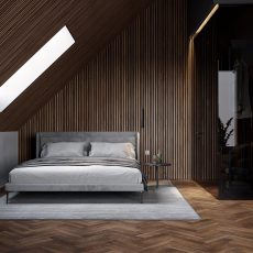 Ribbon-Wood Walnut bedroom walls and ceiling
